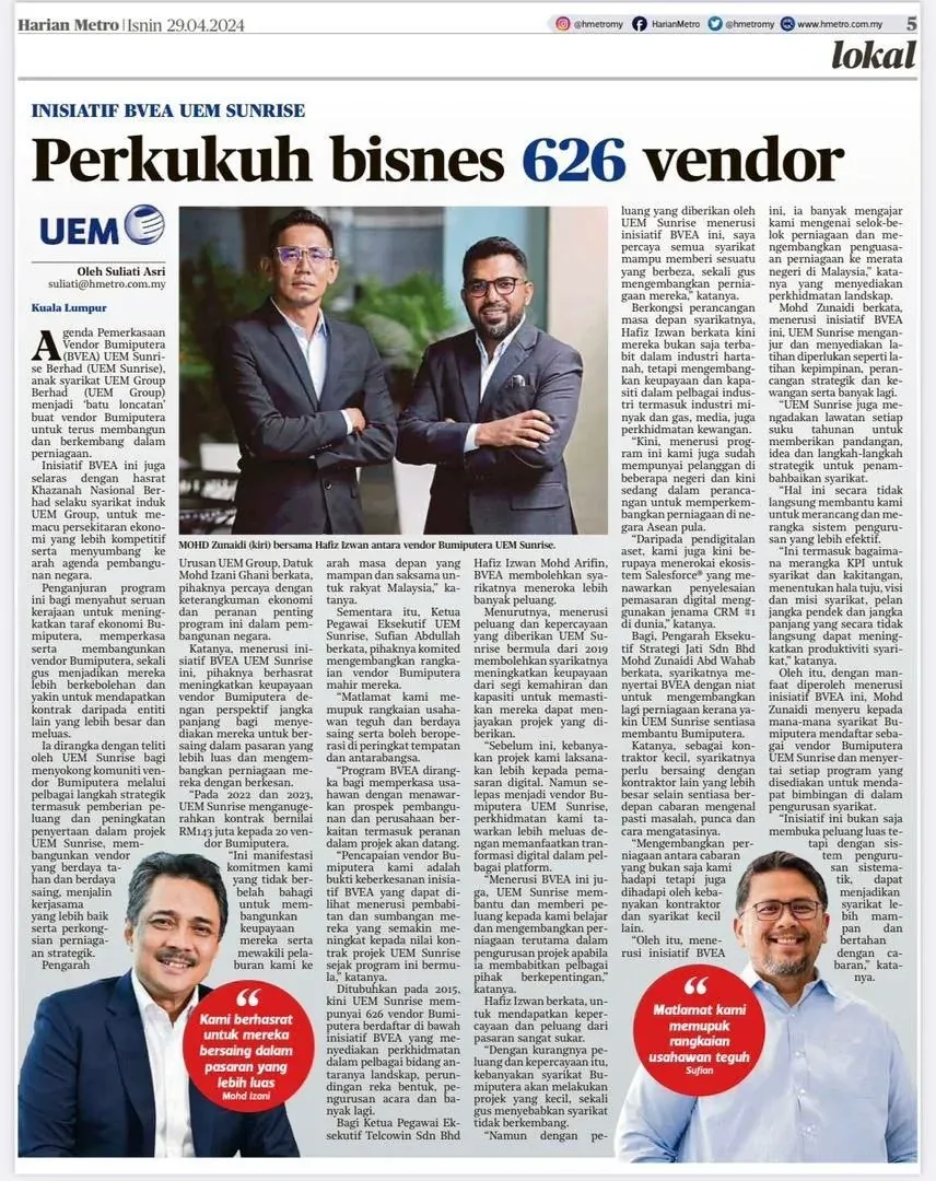 Harian Metro, 29 April 2024